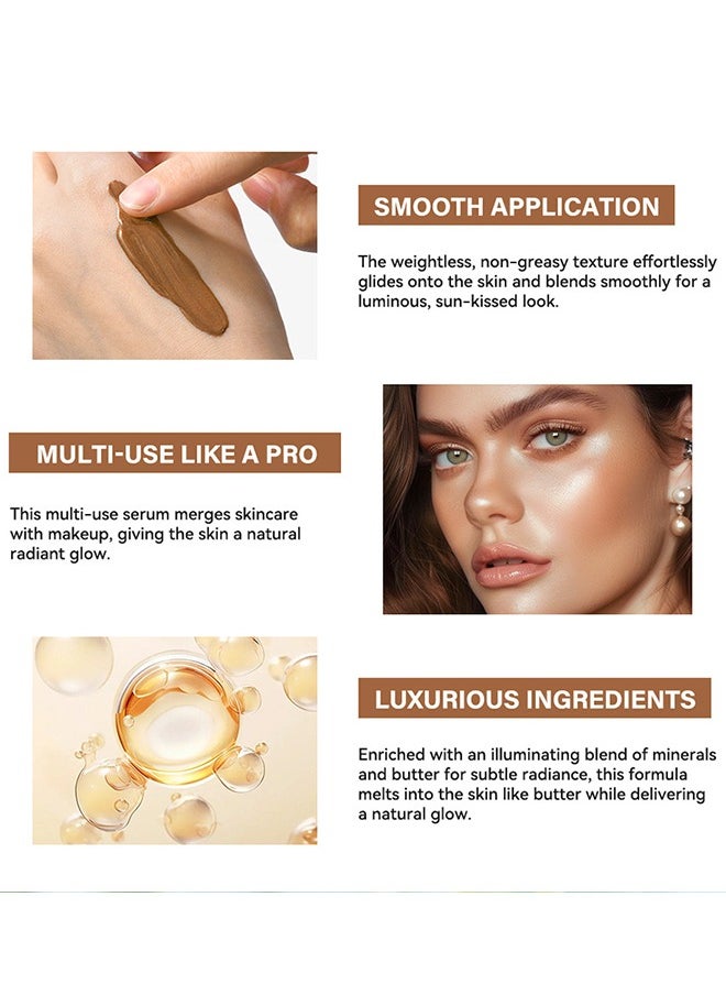 Butter Glow Bronzing Serum , Hydrating & Nourishing Tinted Serum – Lightweight, Non-Greasy Bronzing Drops for Even Skin Tone, Radiant Sunkissed Complexion – Skincare Makeup Primer & Highlighter (30ml)
