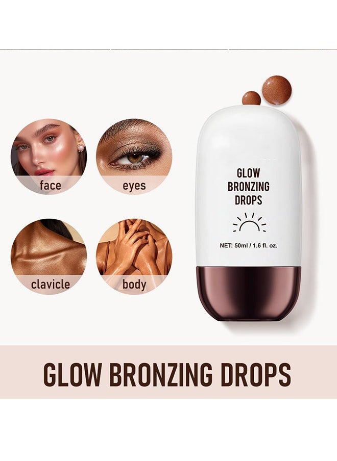 Glow Bronzing Drops,Super Glow Face Bronzing Drops, Liquid Bronzing Drops for Face & Skin, Natural Sun Kissed Bronzing Drops, Natural Glow Foundation Enhancer #04 Rich Bronze Glow