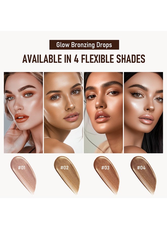 Glow Bronzing Drops,Super Glow Face Bronzing Drops, Liquid Bronzing Drops for Face & Skin, Natural Sun Kissed Bronzing Drops, Natural Glow Foundation Enhancer #04 Rich Bronze Glow