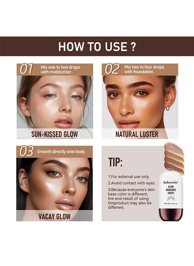 Glow Bronzing Drops,Super Glow Face Bronzing Drops, Liquid Bronzing Drops for Face & Skin, Natural Sun Kissed Bronzing Drops, Natural Glow Foundation Enhancer #04 Rich Bronze Glow