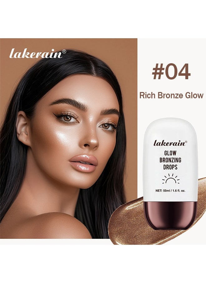 Glow Bronzing Drops,Super Glow Face Bronzing Drops, Liquid Bronzing Drops for Face & Skin, Natural Sun Kissed Bronzing Drops, Natural Glow Foundation Enhancer #04 Rich Bronze Glow