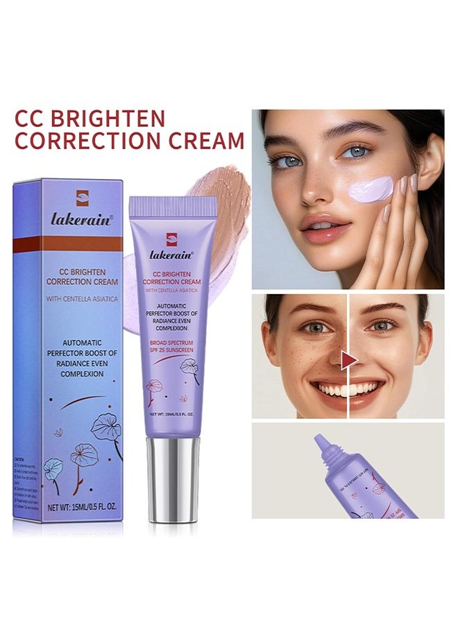 CC Brighten Correction Cream With Centella Asiatica - Improve Skin Dullness - Lightweight Hydration - Soothe & Moisturize - Adjust Skin Tone (Purple)