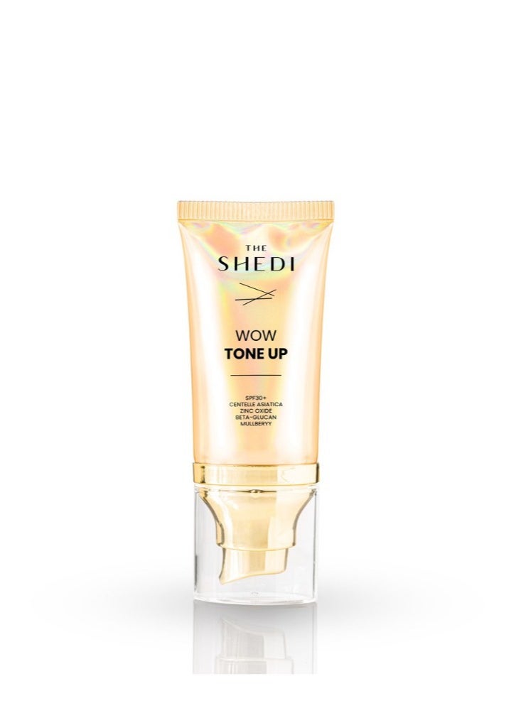 Shedi WOW Tone-Up Cream offers triple-action skincare by protecting, hydrating, and enhancing your skin’s appearance. With SPF 30+ sun protection, it shields your skin from harmful UVA and UVB rays while helping to prevent dark spots and signs of early aging. Infused with a refreshing green tea scent, this cream deeply nourishes your skin and delivers lasting hydration for up to 24 hours. Its lightweight formula makes it perfect to use as a daily moisturizer or as a smooth, hydrating base for makeup. Designed to even out skin tone and restore a healthy glow, this tone-up cream gives your skin a radiant and balanced look with regular use.
