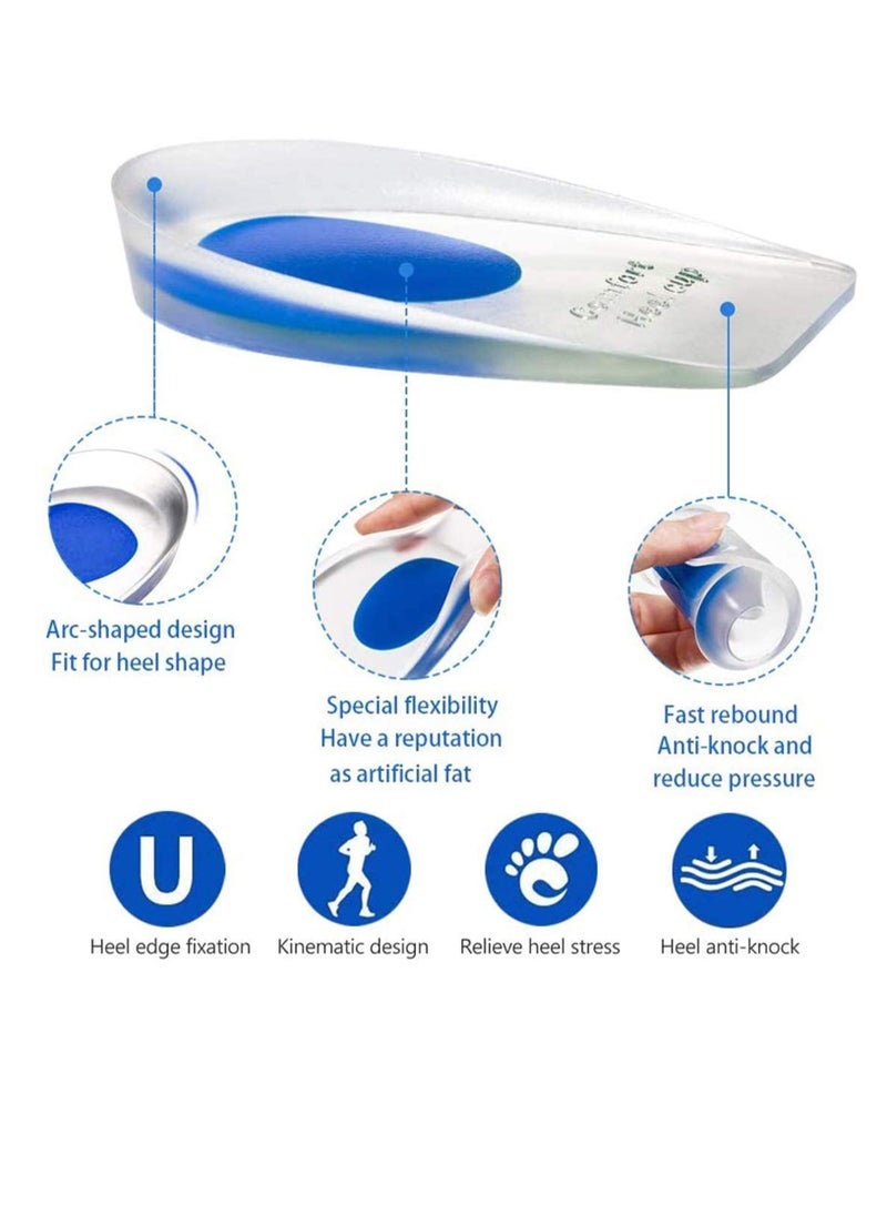 Gel Heel Cups Plantar Fasciitis Inserts  Silicone Heel Cup Pads for Bone Spurs Pain Relief Protectors of Your Sore or Bruised Feet Insole Gels Treatment 2 PCSRed `S`Blue 'L'