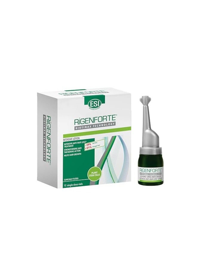 ESI Rigenforte Strengthening, Redensifying & Intensive Anti-Hair Loss Hair Treatment Lotion with Vegetable Stem Cells - Coloring-Free, Silicones-Free (12 x 10 ml)