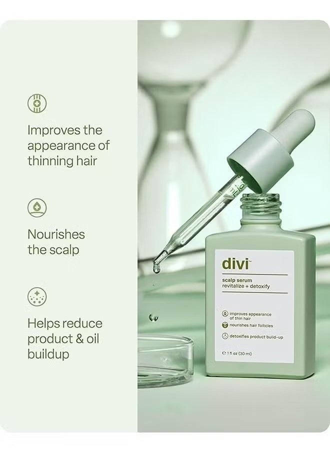 Scalp Serum with Revitalize and Detoxify 30ml, Improves Appearance of Thin Hair, Nourishes Hair Follicles, Detoxifies Product Build Up for Man and Women, Promotes Healthy Scalp and Fuller