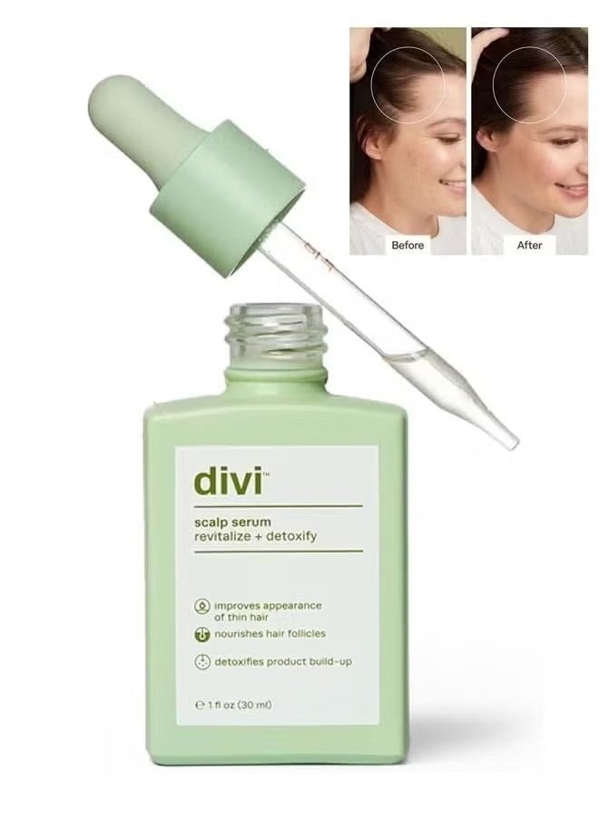 Scalp Serum with Revitalize and Detoxify 30ml, Improves Appearance of Thin Hair, Nourishes Hair Follicles, Detoxifies Product Build Up for Man and Women, Promotes Healthy Scalp and Fuller