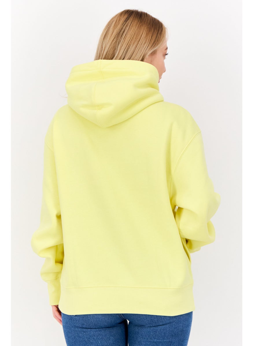 Women Long Sleeves Brand Logo Hooded Sweatshirt, Yellow