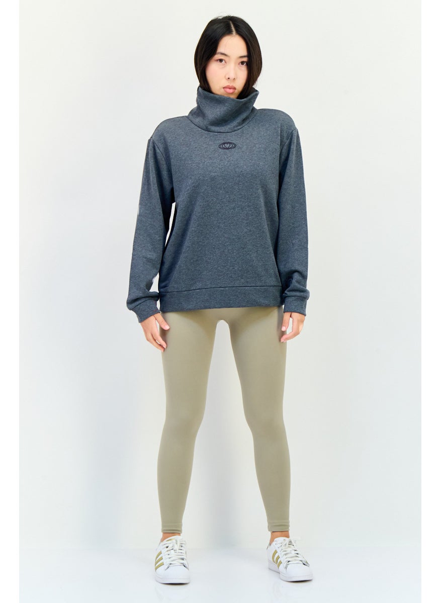 Women Sportswear Fit Long Sleeve Outdoor Sweatshirt, Dark grey
