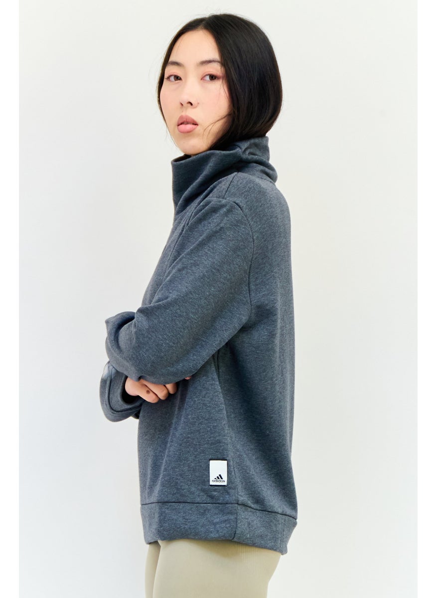 Women Sportswear Fit Long Sleeve Outdoor Sweatshirt, Dark grey