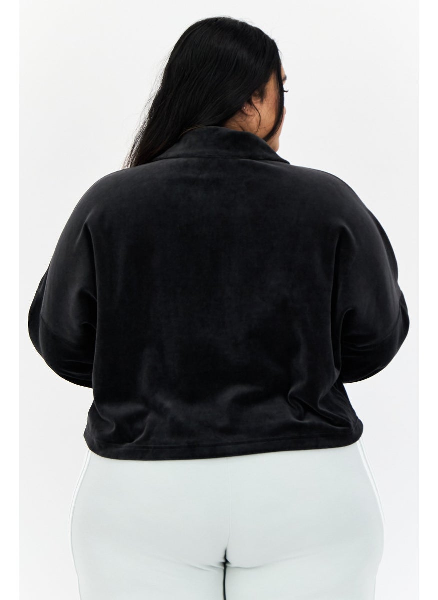 Women Sportswear Fit Long Sleeves Outdoor Sweatshirt, Black