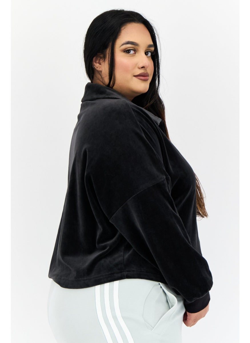 Women Sportswear Fit Long Sleeves Outdoor Sweatshirt, Black