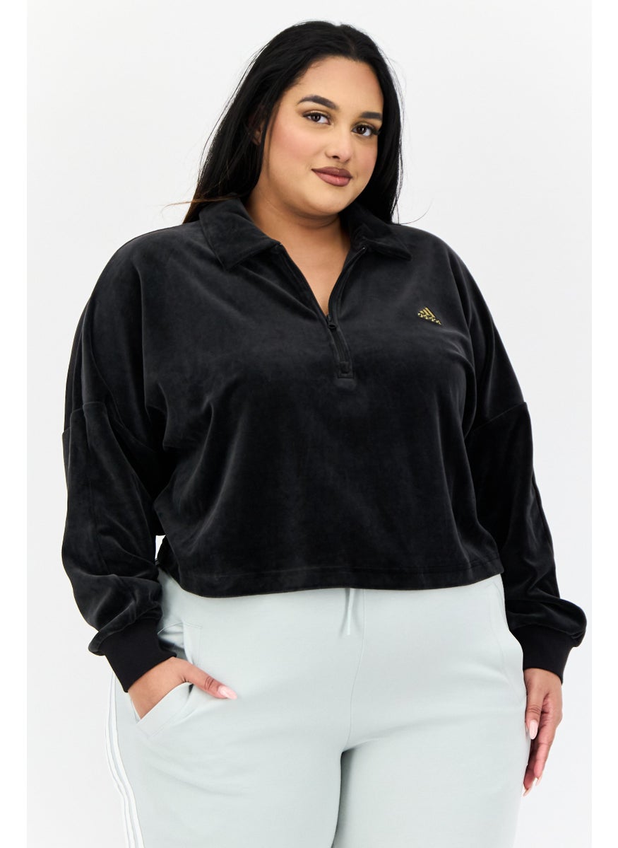Women Sportswear Fit Long Sleeves Outdoor Sweatshirt, Black
