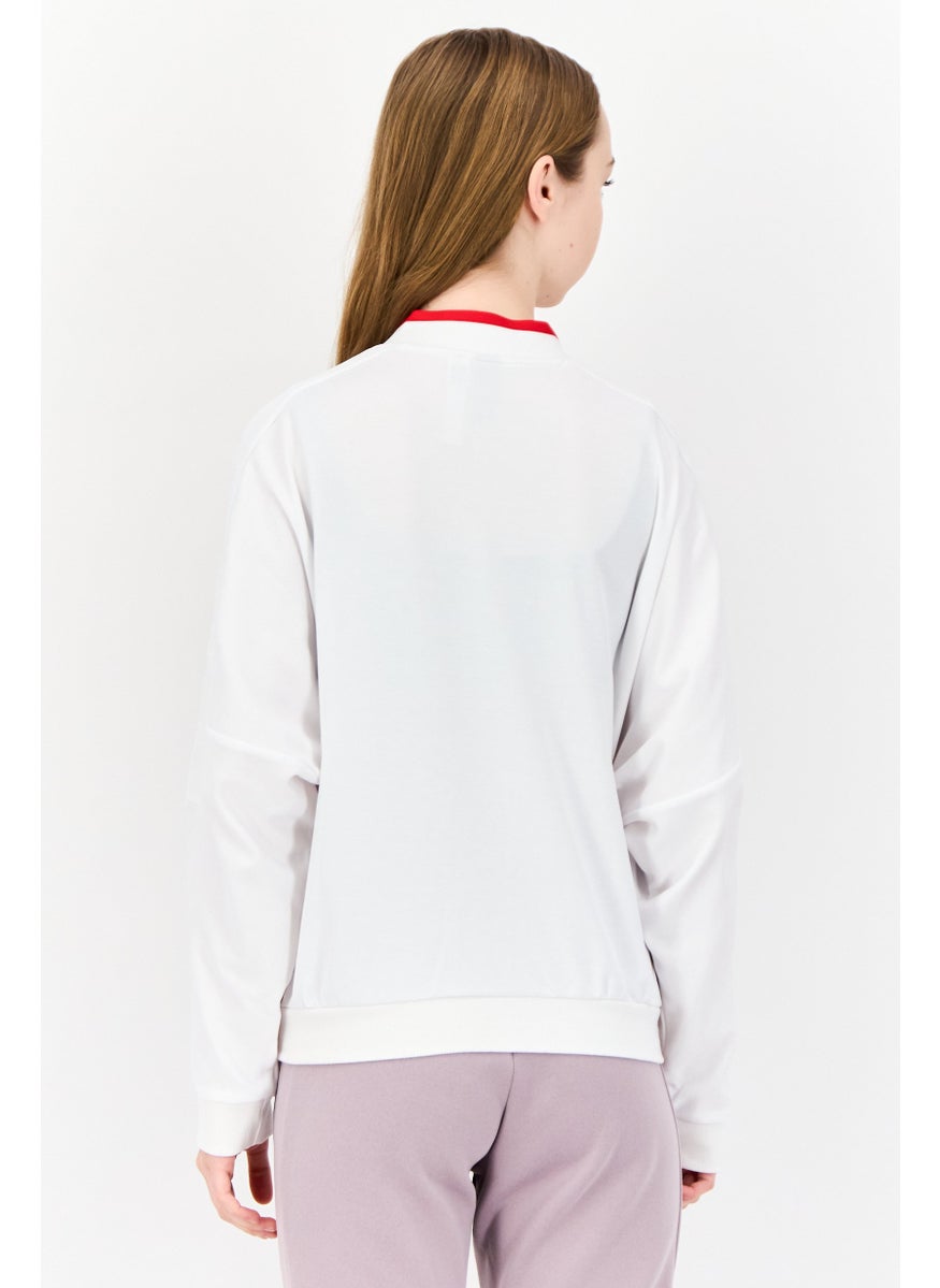 Women Sportswear Fit Long Sleeve Outdoor Sweatshirt, White