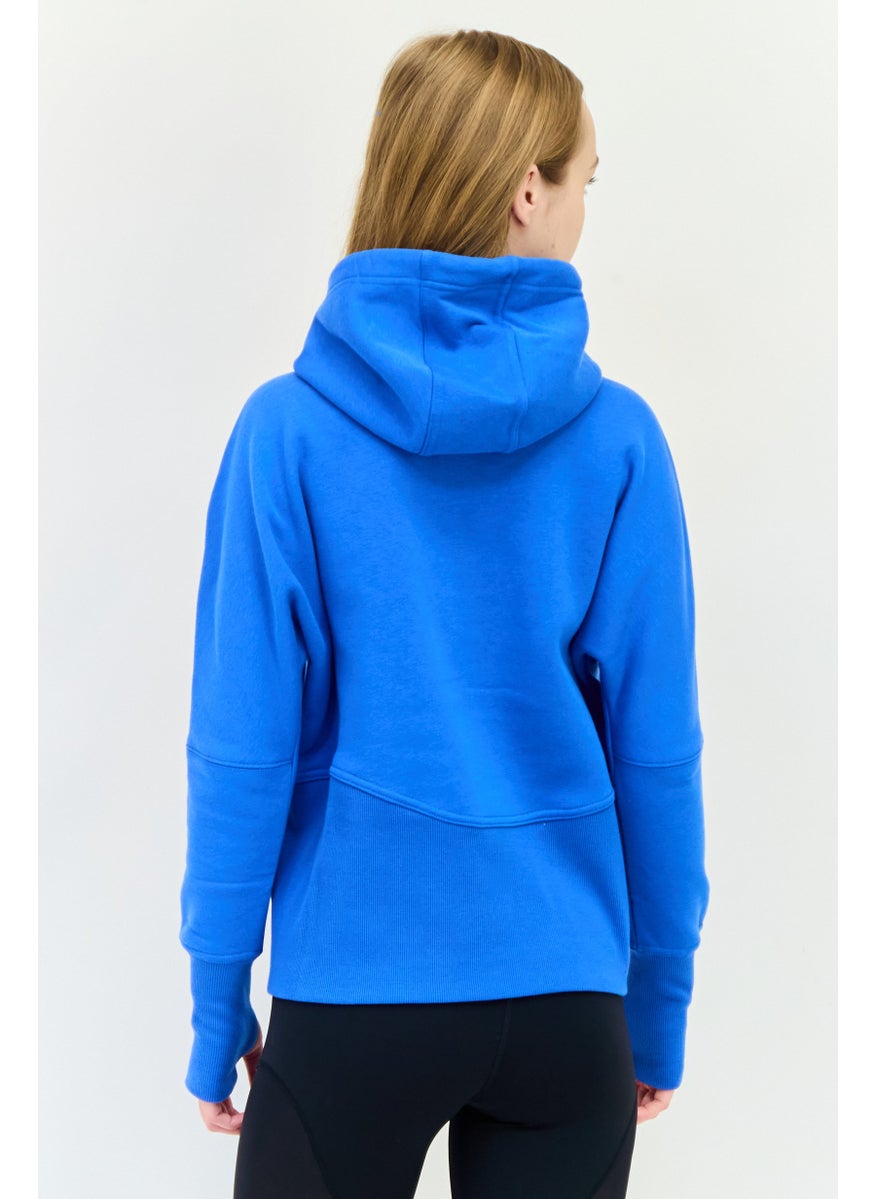 Women Sportswear Fit Long Sleeves Outdoor Hoodie, Blue