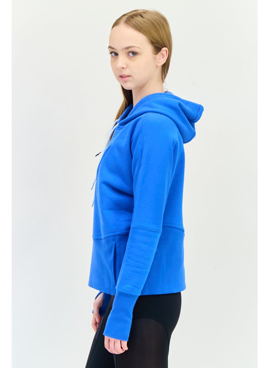 Women Sportswear Fit Long Sleeves Outdoor Hoodie, Blue