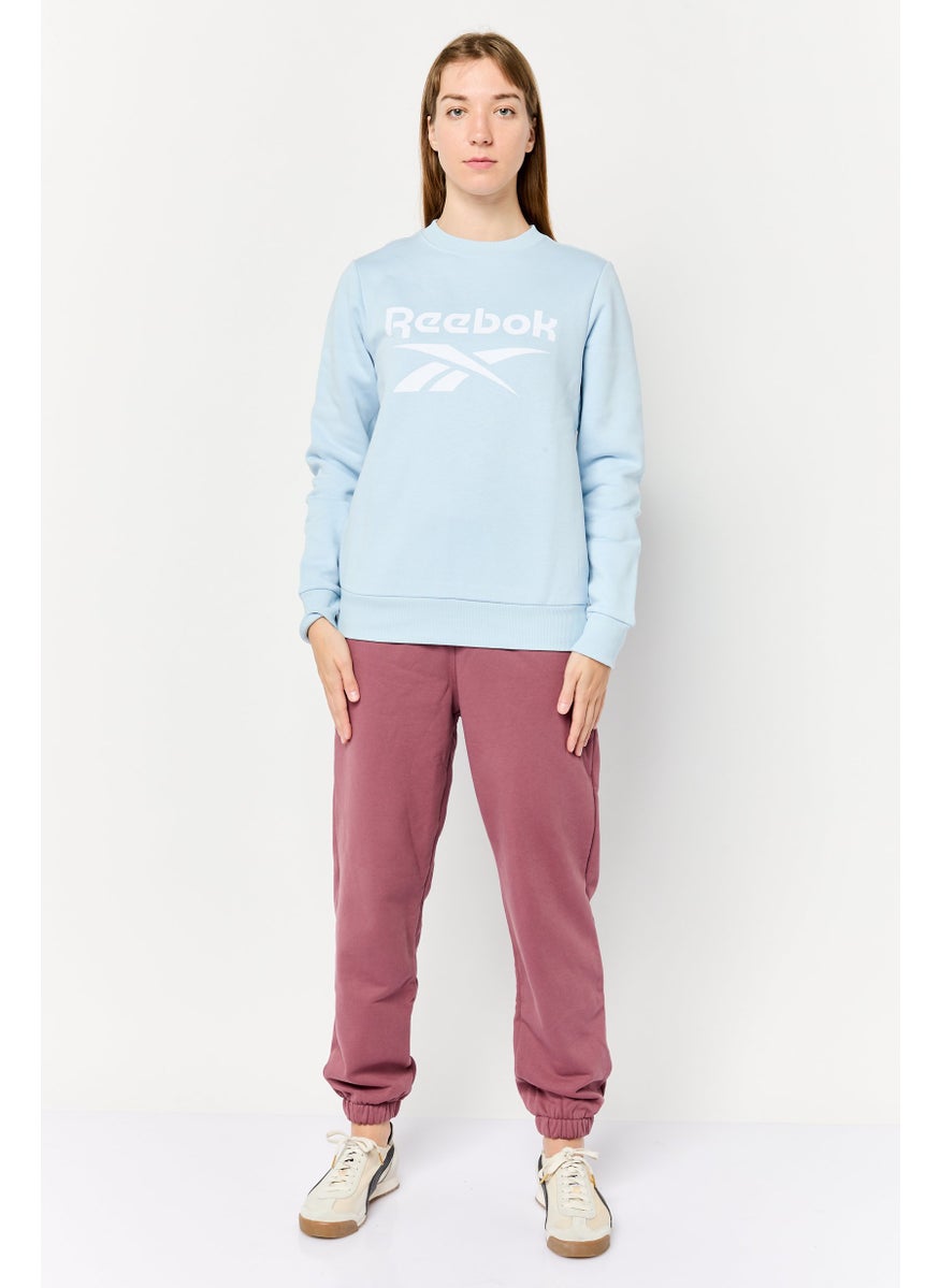 Women Sportswear Fit Long Sleeves Running Sweatshirt, Light Blue