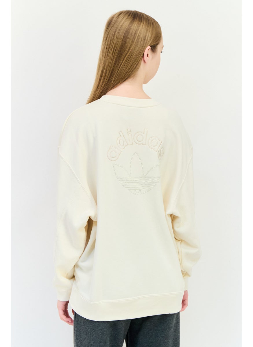 Women Sportswear Fit Long Sleeves Outdoor Sweatshirt, Beige
