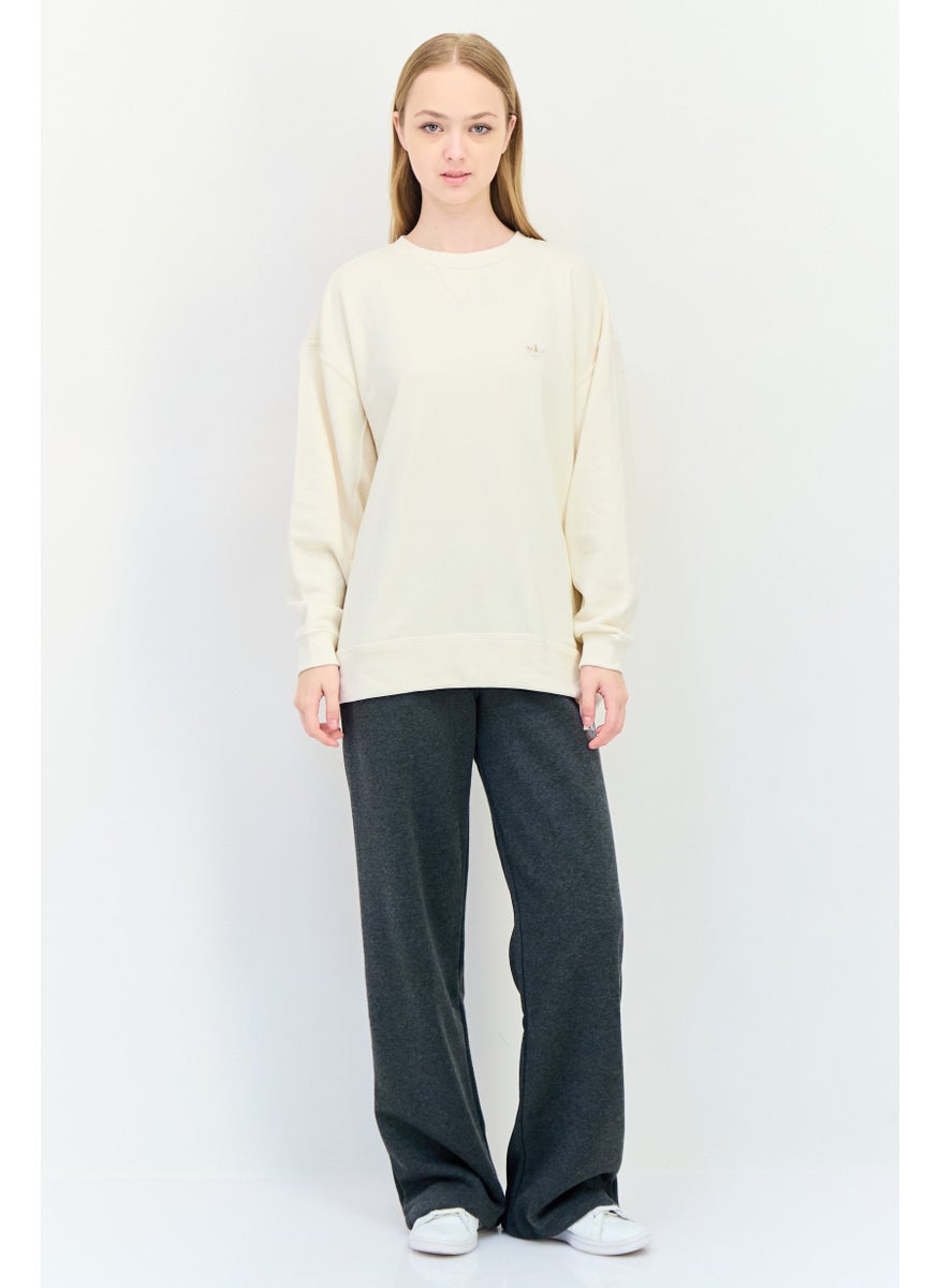Women Sportswear Fit Long Sleeves Outdoor Sweatshirt, Beige