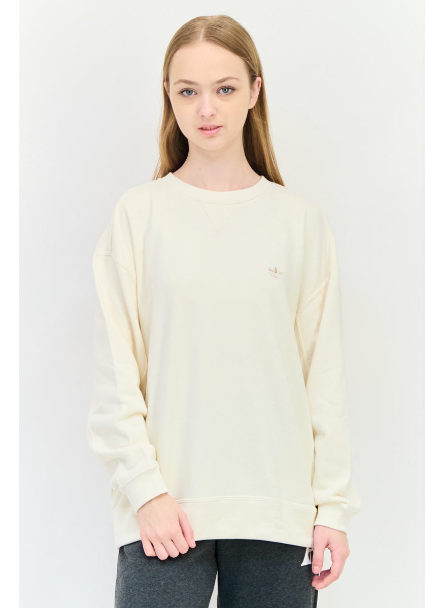 Women Sportswear Fit Long Sleeves Outdoor Sweatshirt, Beige