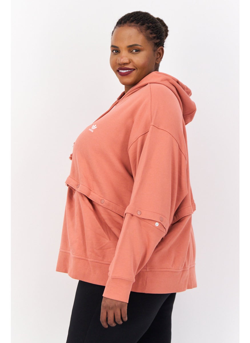 Women Plus Size Long Sleeves Training Hoodie, Pink
