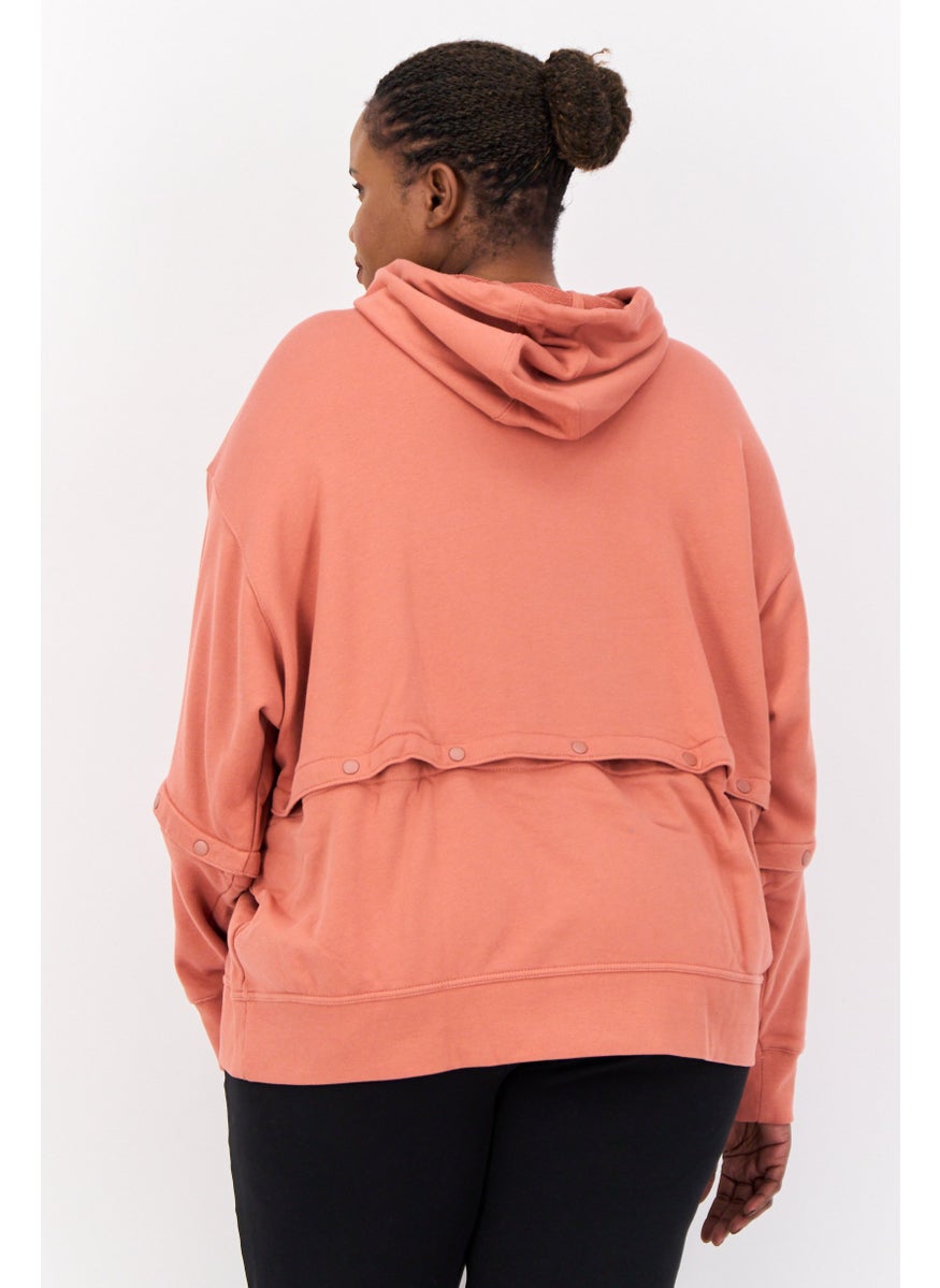 Women Plus Size Long Sleeves Training Hoodie, Pink