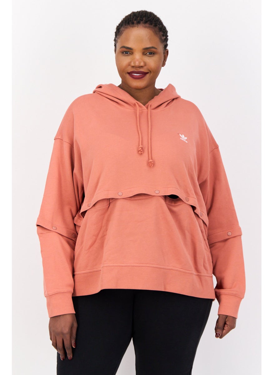 Women Plus Size Long Sleeves Training Hoodie, Pink