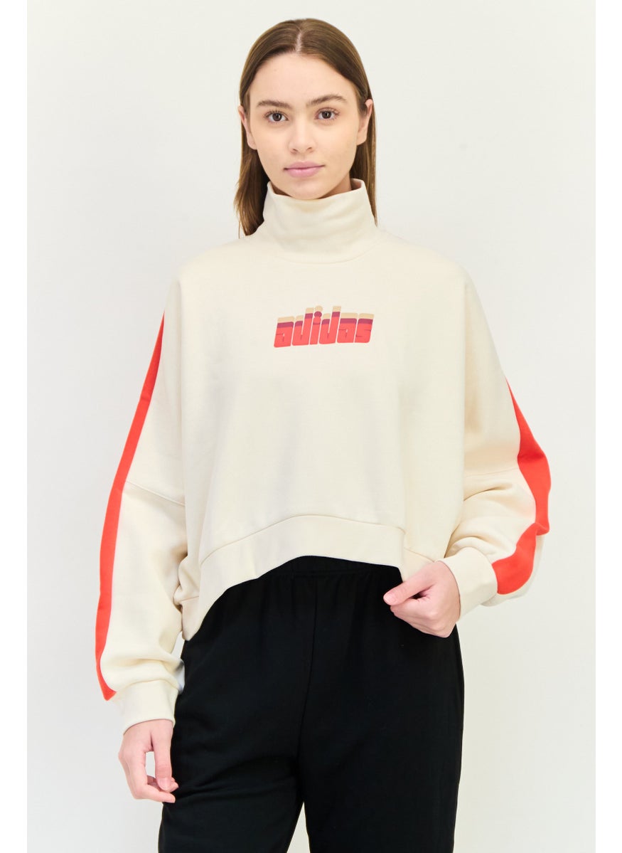 Women Sportswear Fit Long Sleeve Outdoor Sweatshirt, Ivory