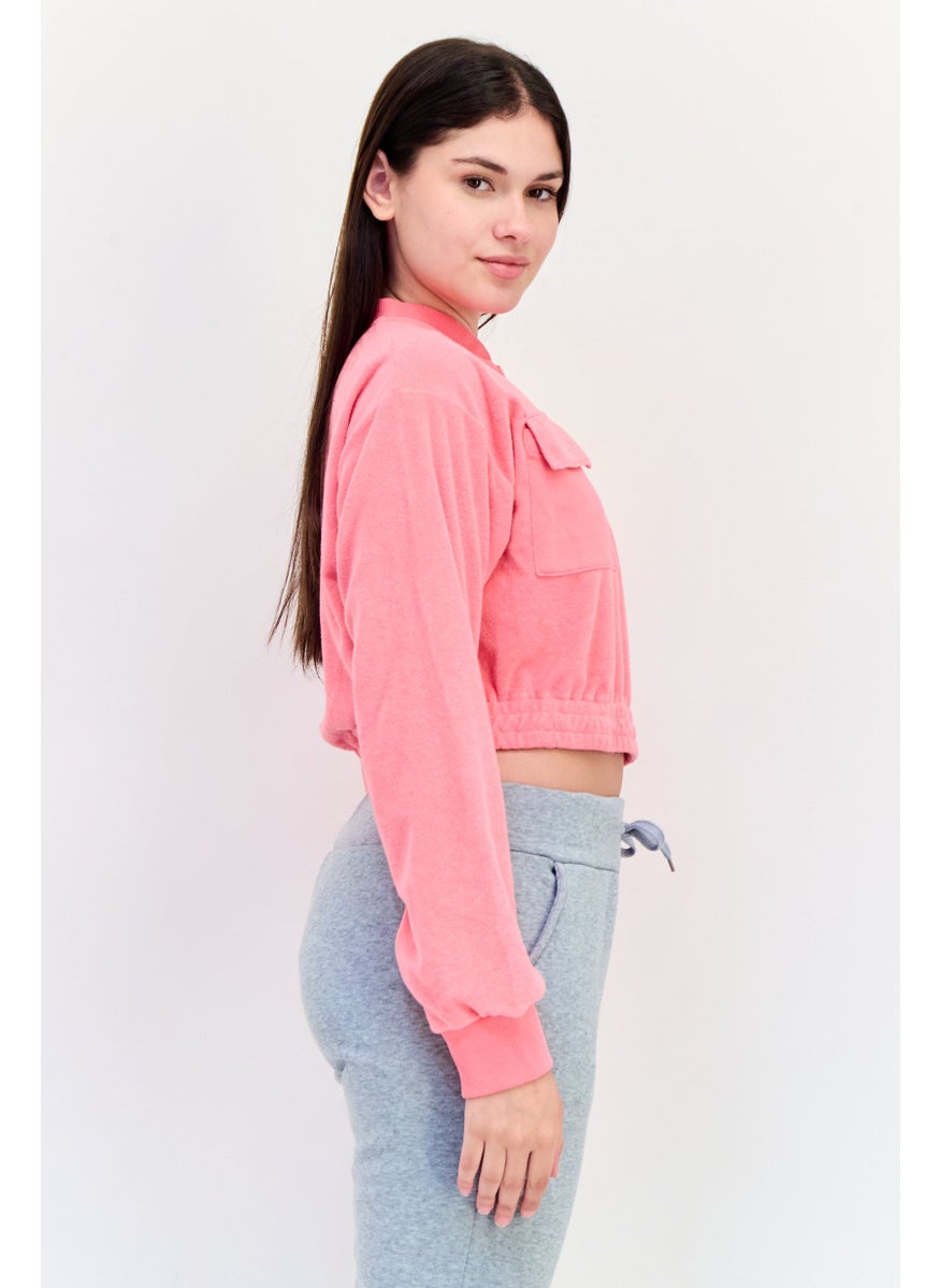 Women Sportswear Fit Full Size Outdoor Sweatshirt, Pink