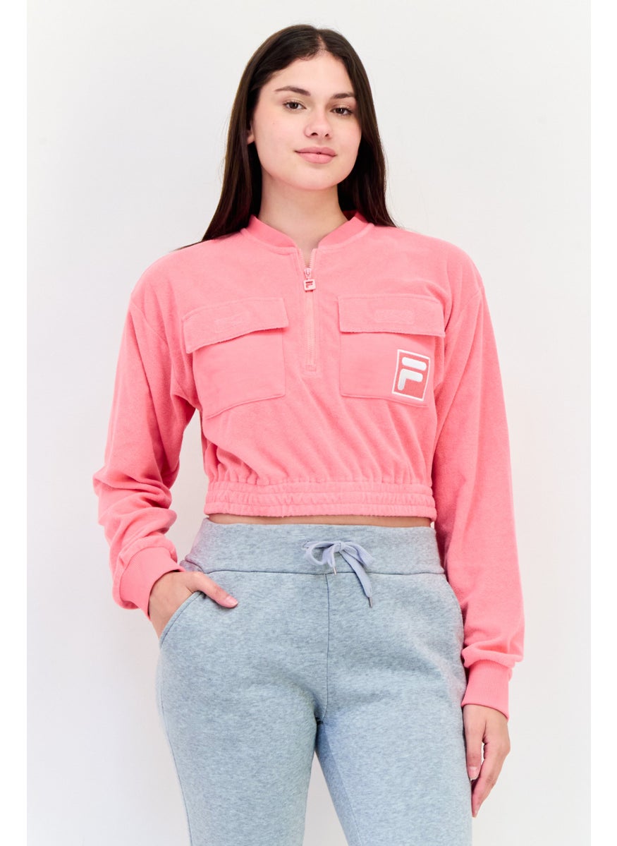 Women Sportswear Fit Full Size Outdoor Sweatshirt, Pink