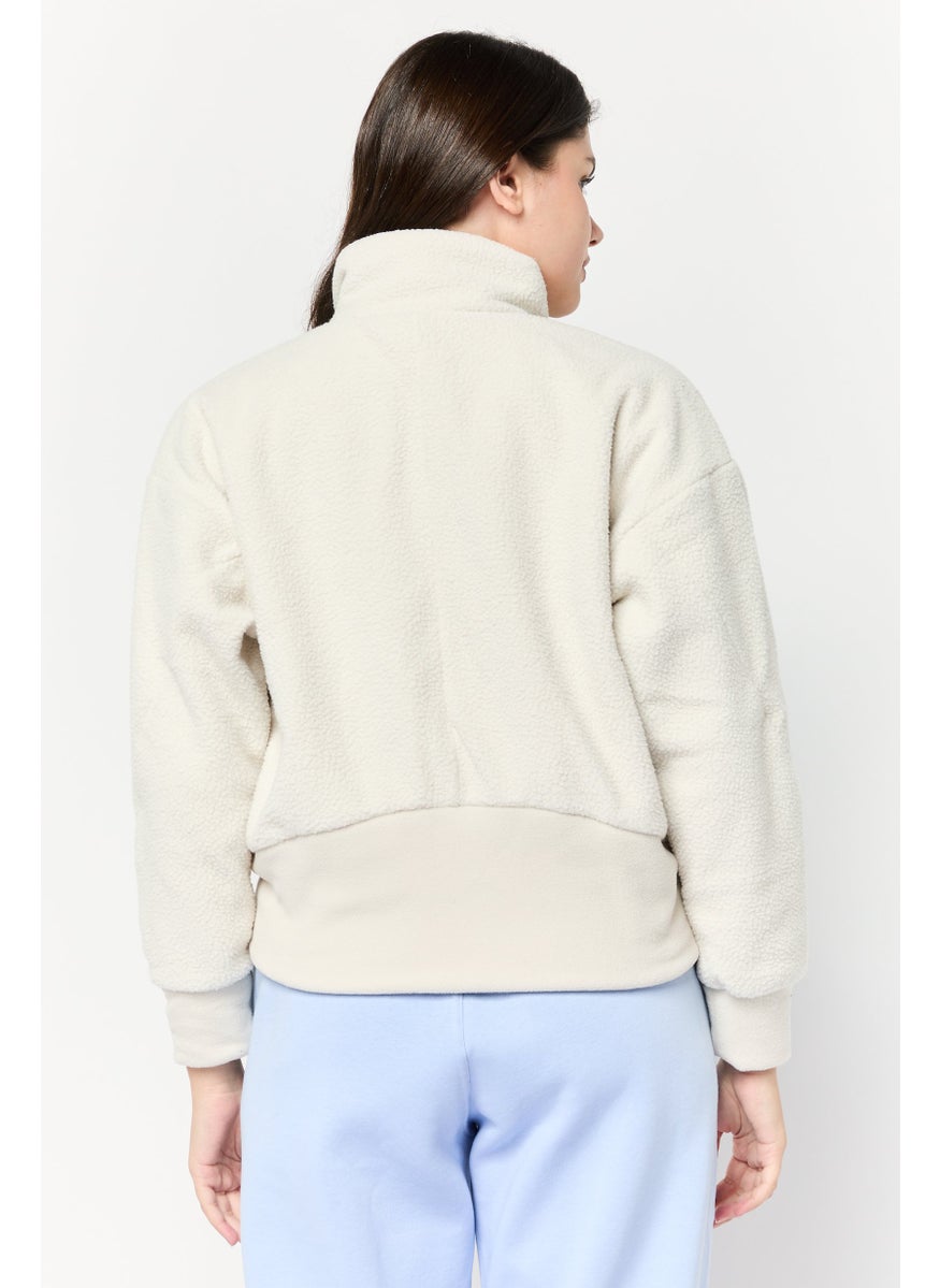 Women Sportswear Fit Long Sleeve Outdoor Sweatshirt, Beige