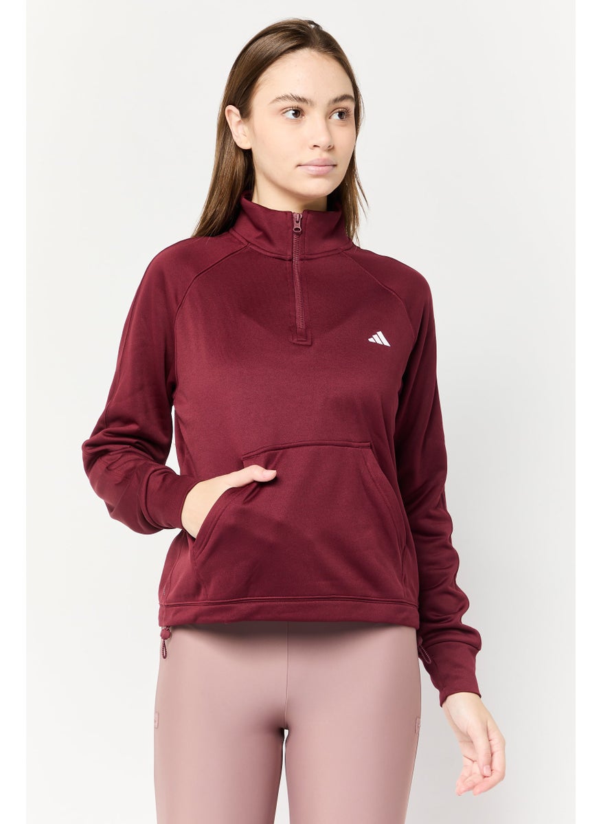 Women Sportswear Fit Long Sleeve Training Sweatshirts, Red