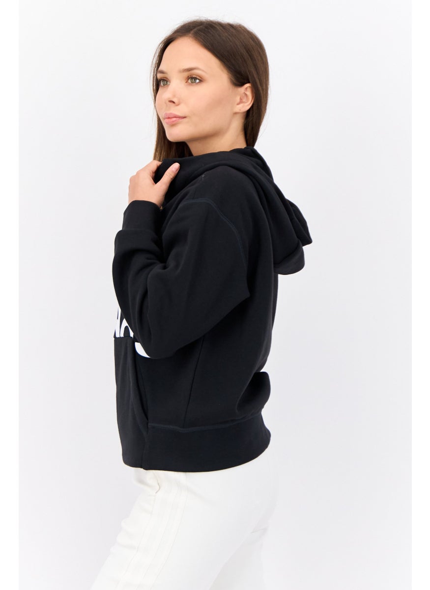 Women Sportswear Fit Long Sleeve Hooded Sweatshirt, Black