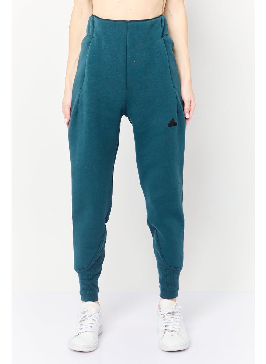 Women Sportswear Fit Pull On 7/8 Training Leggings, Teal Blue