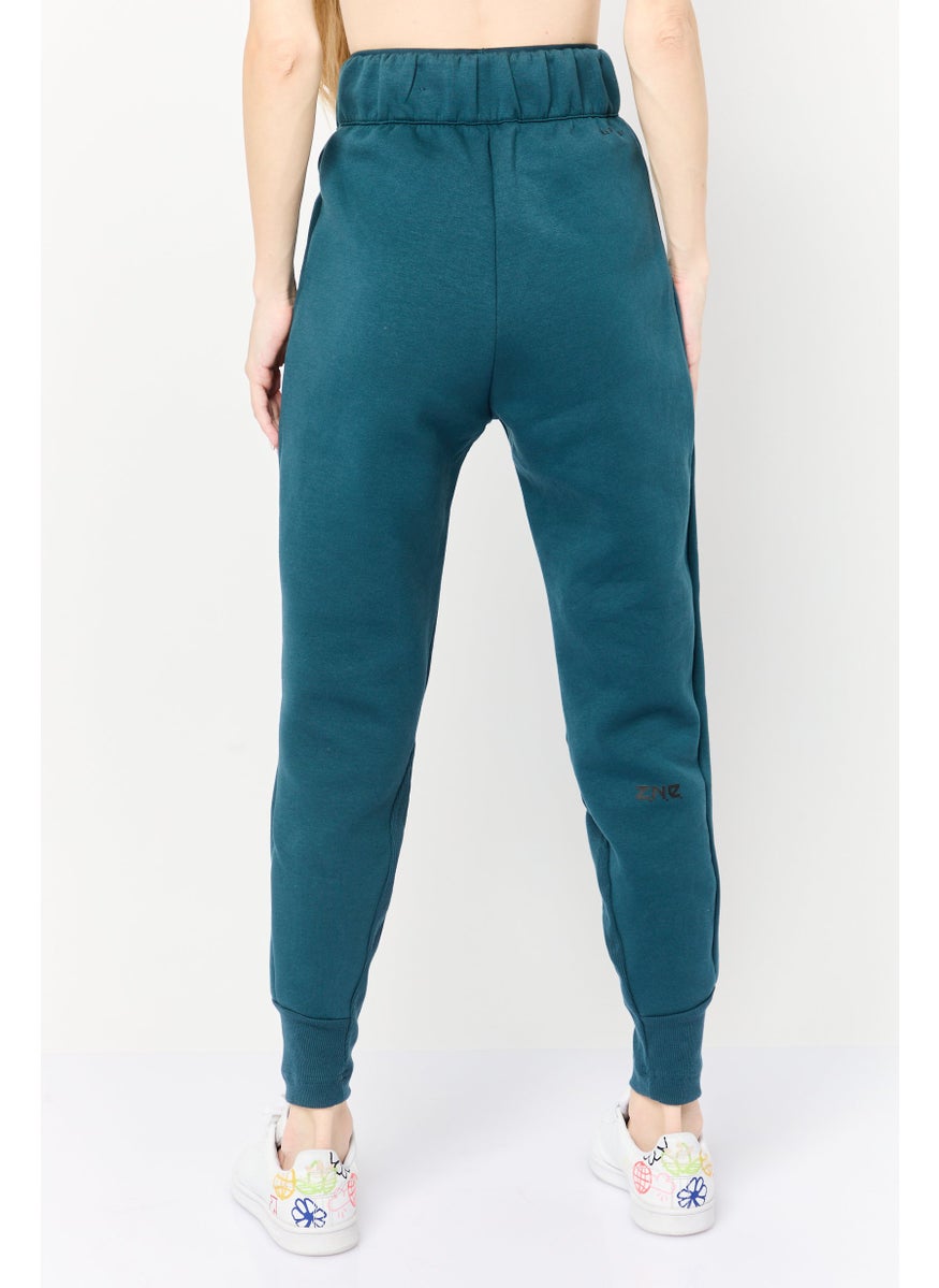 Women Sportswear Fit Pull On 7/8 Training Leggings, Teal Blue