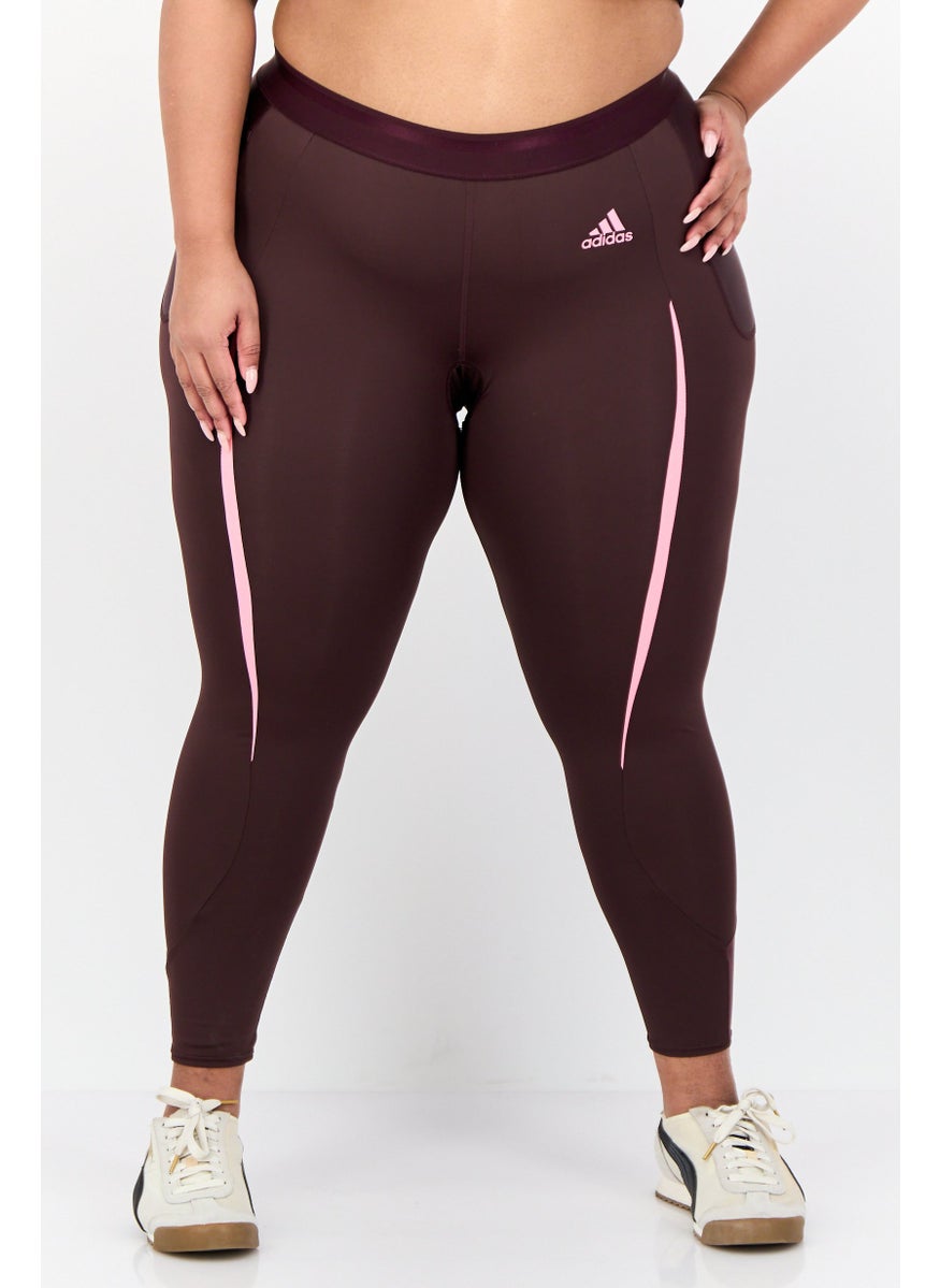 Women Plus Size Training Leggings, Dark Burgundy