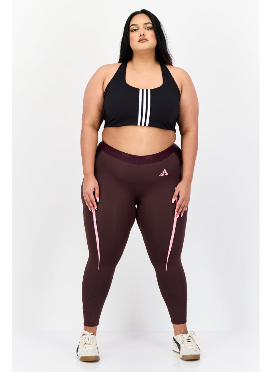 Women Plus Size Training Leggings, Dark Burgundy