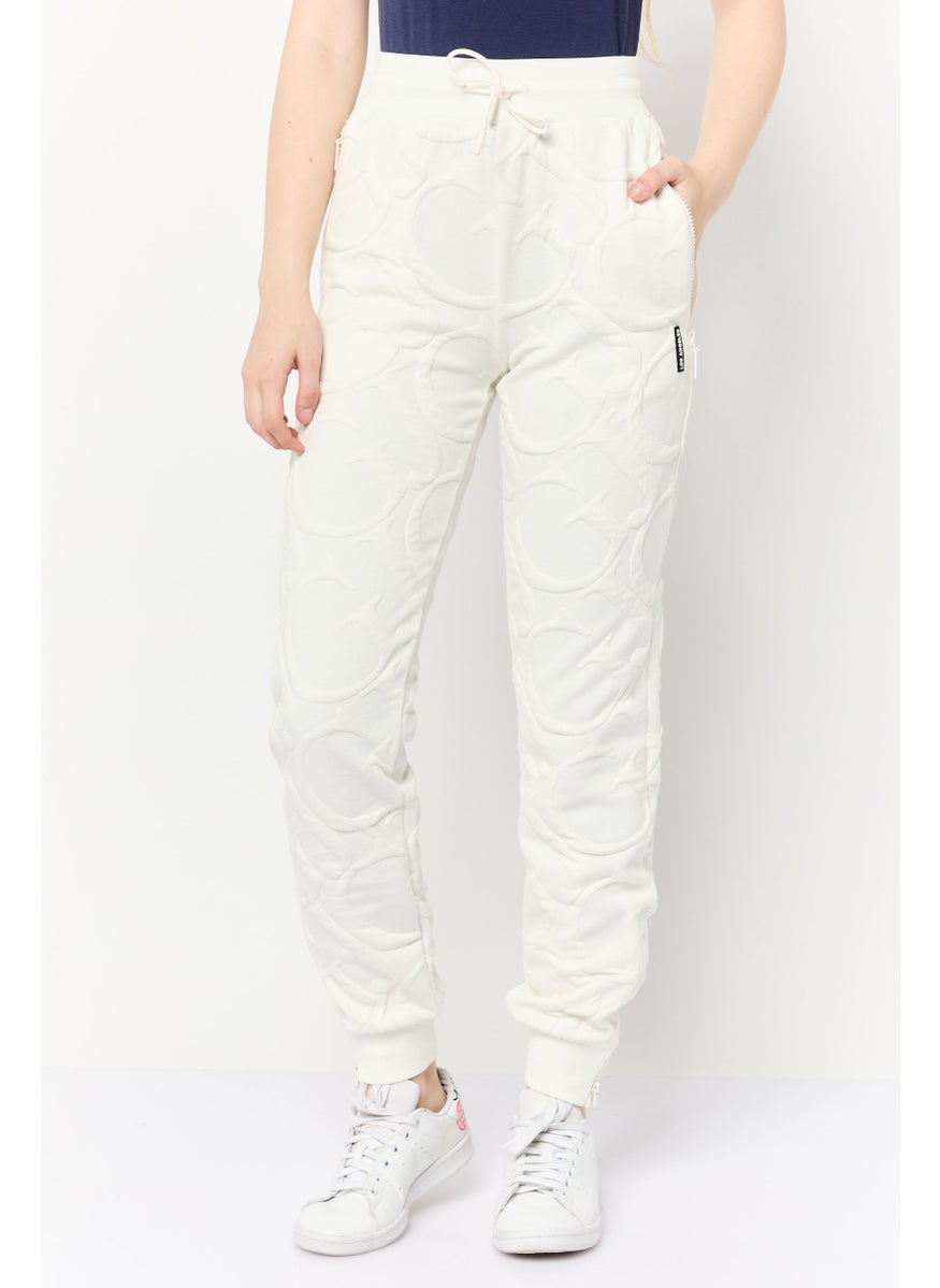 Women Regular Fit Brand Logo Sweatpants, White