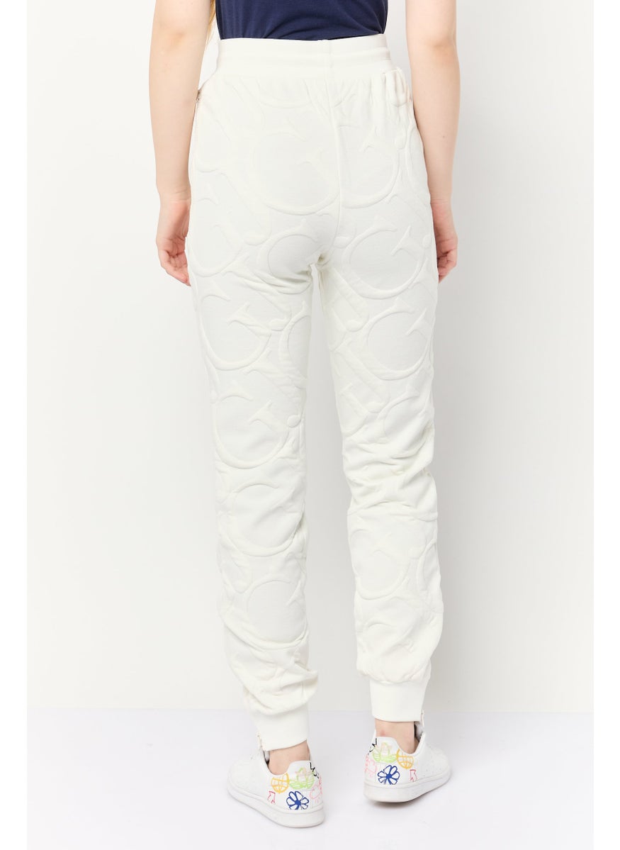 Women Regular Fit Brand Logo Sweatpants, White