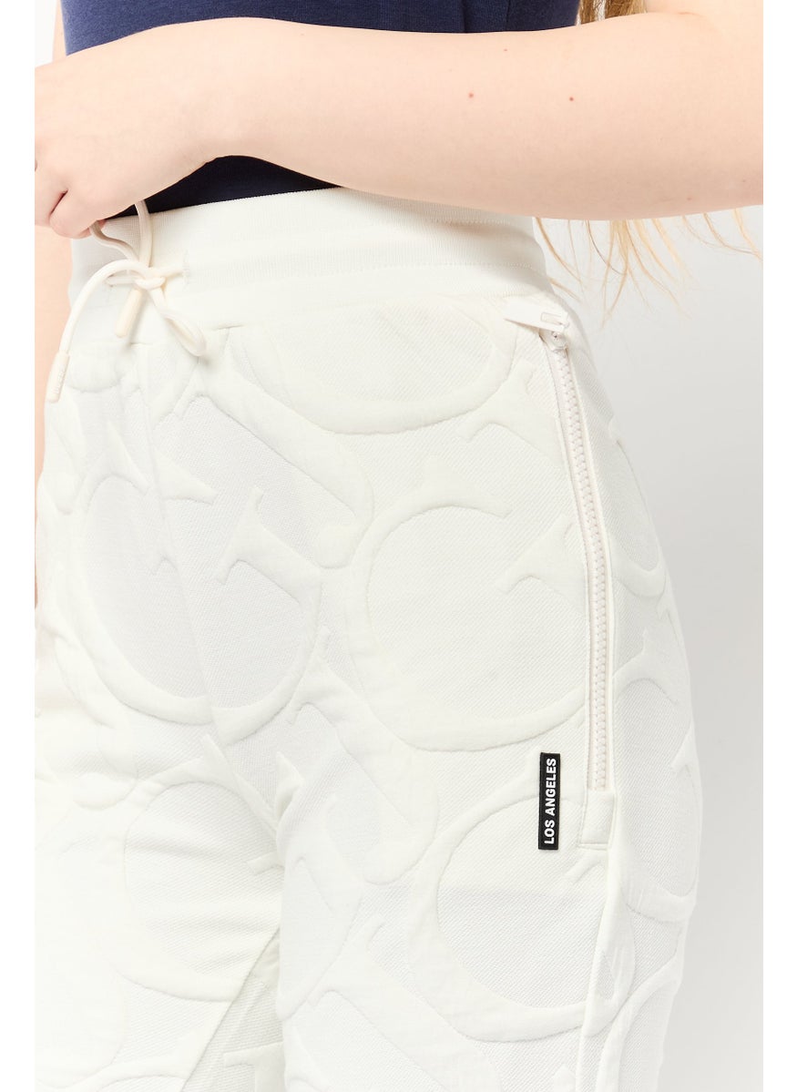 Women Regular Fit Brand Logo Sweatpants, White