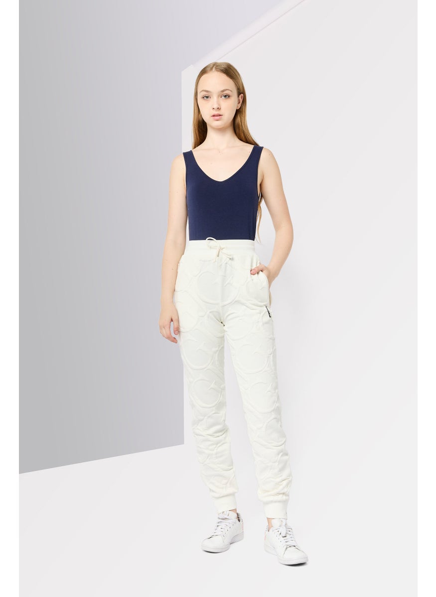 Women Regular Fit Brand Logo Sweatpants, White