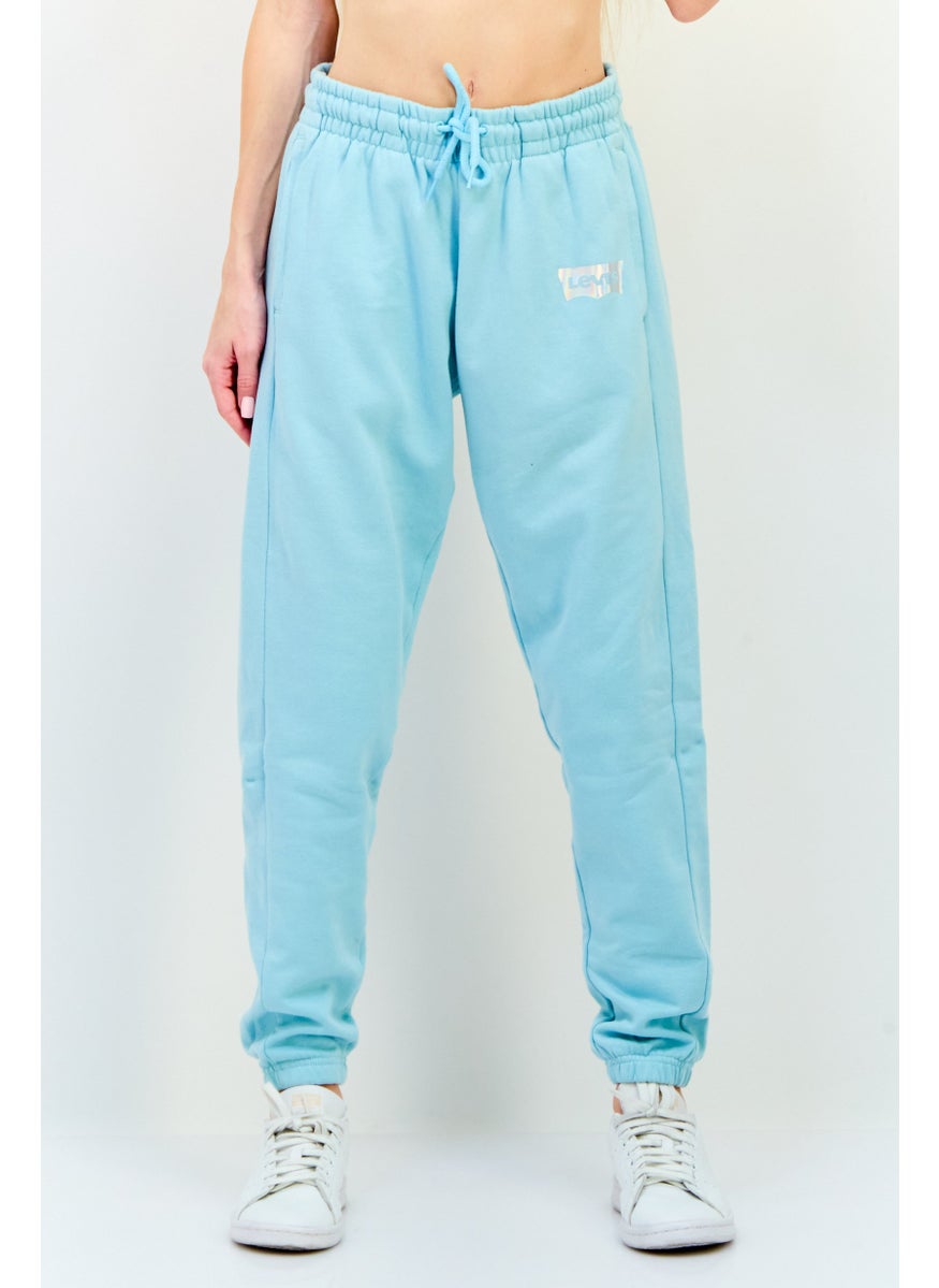 Women Regular Fit Brand Logo Jogger Pants, Sky Blue