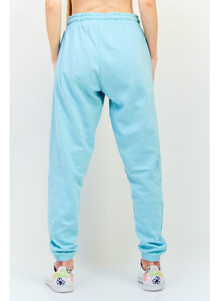 Women Regular Fit Brand Logo Jogger Pants, Sky Blue