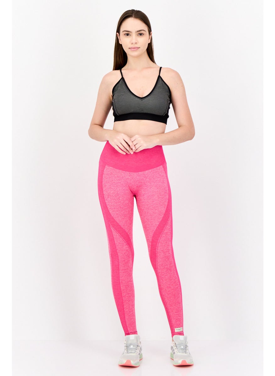 Women Pull On Textured Leggings, Pink