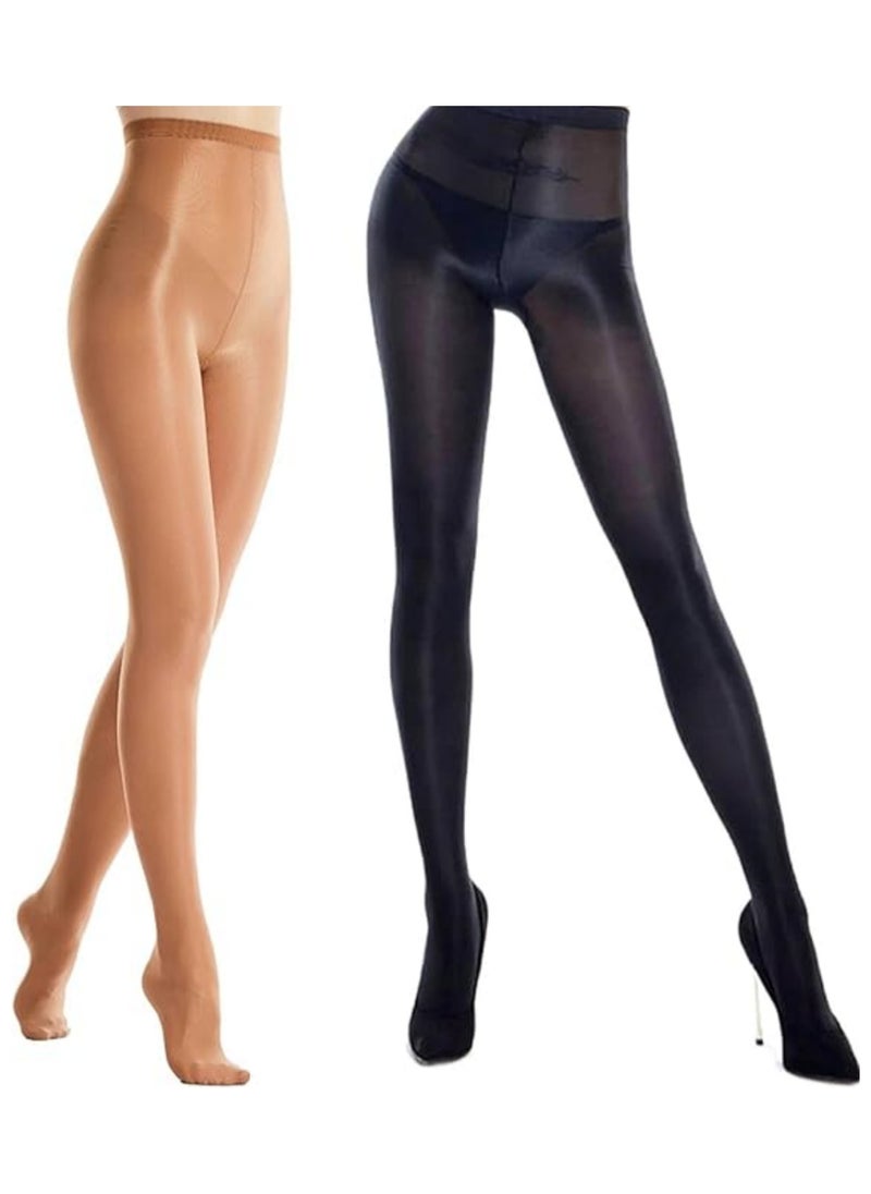 2 Pairs Shaping Socks Oil Socks Shiny Silk Stockings Pantyhose Dance Tights Suitable for 40-70kg