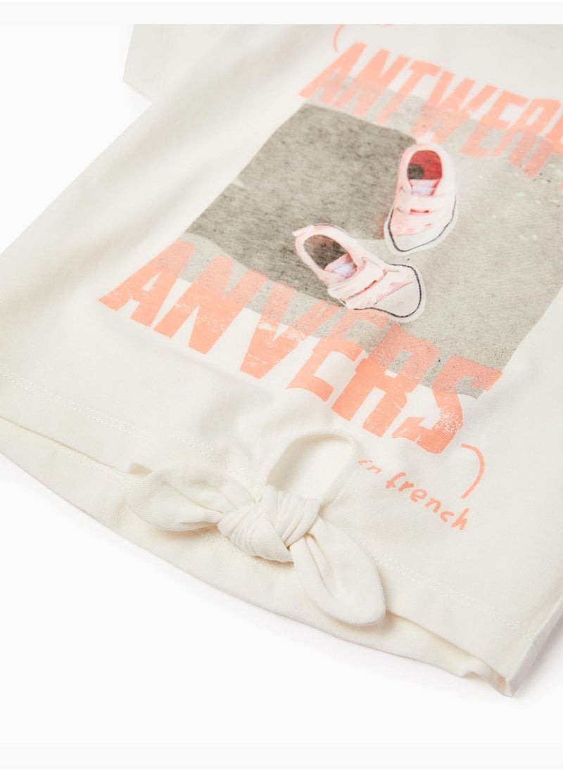 Zippy Cotton T-Shirt With Bow For Girls