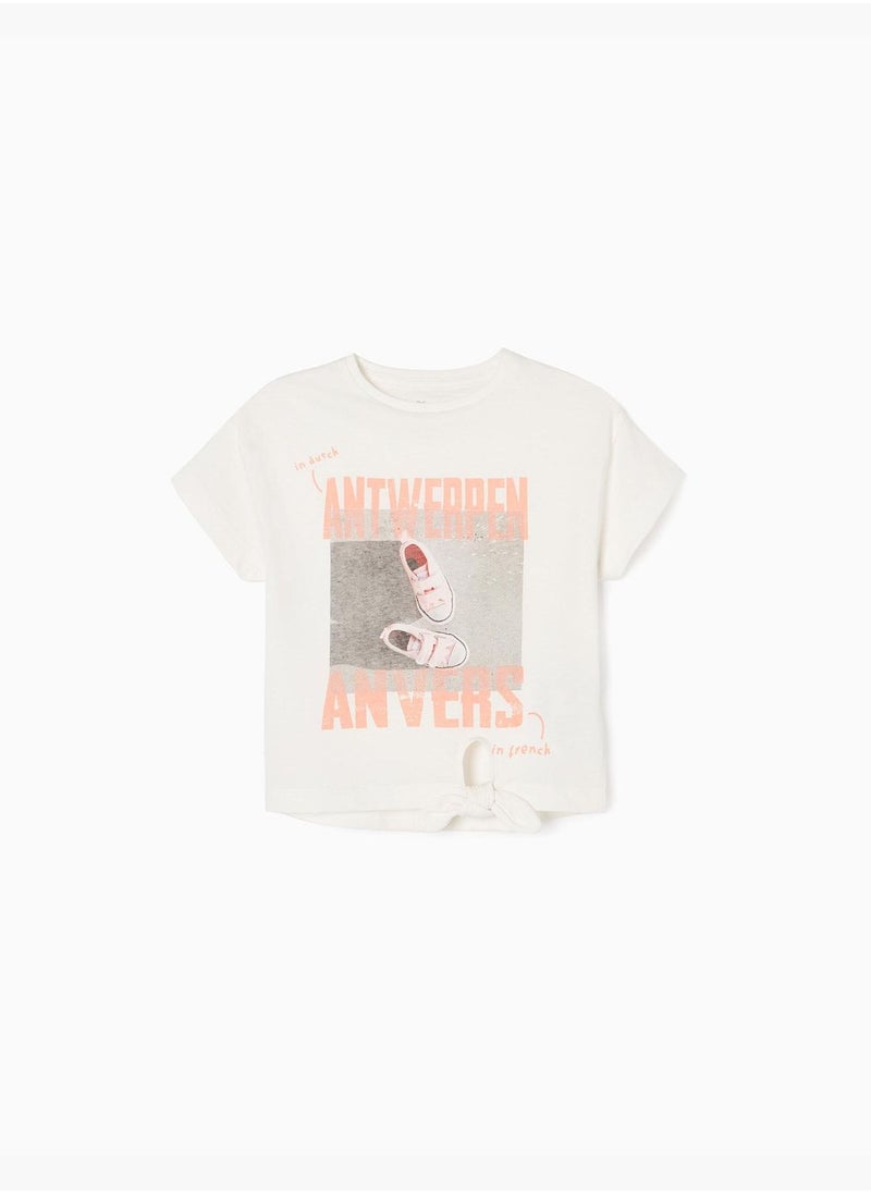 Zippy Cotton T-Shirt With Bow For Girls