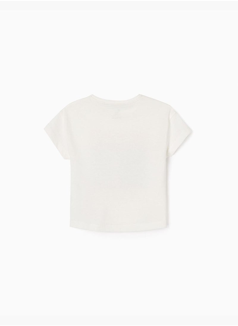 Zippy Cotton T-Shirt With Bow For Girls