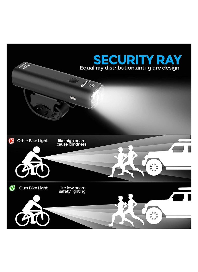 Bike Light Kit, USB Rechargeable Super Bright LED Waterproof Headlight Front and Rear Bike Lights, Easy to Install 4 Light Mode Bike Lights, Suitable for All Bikes