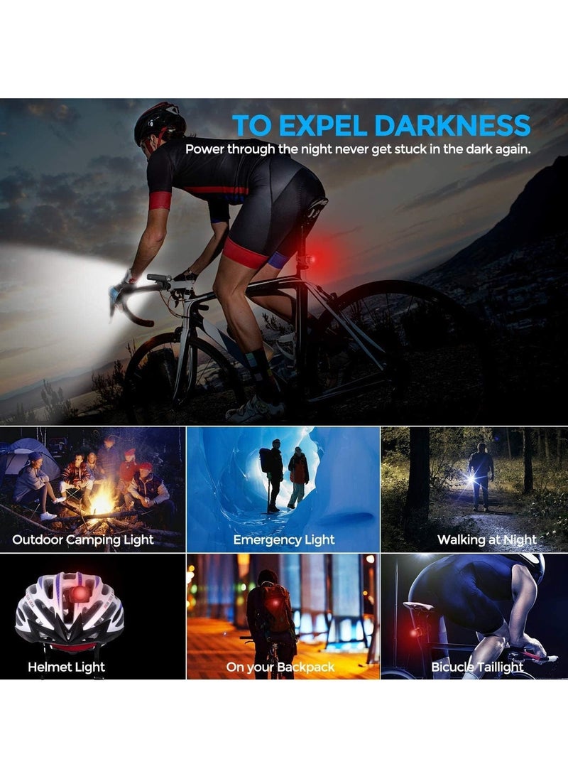 Bike Light Kit, USB Rechargeable Super Bright LED Waterproof Headlight Front and Rear Bike Lights, Easy to Install 4 Light Mode Bike Lights, Suitable for All Bikes